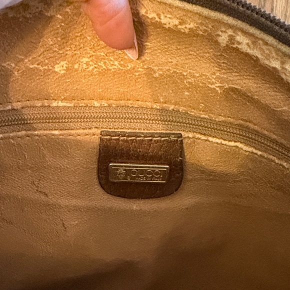 Vintage Gucci Boston Bag Beige and Brown Canvas Handbag with Green-Red Stripe - Picture 9 of 11